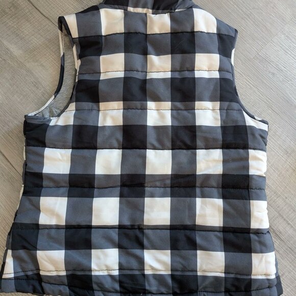 Natural Reflections Vest Womens Medium Plaid Black And White Puffer - Picture 2 of 5